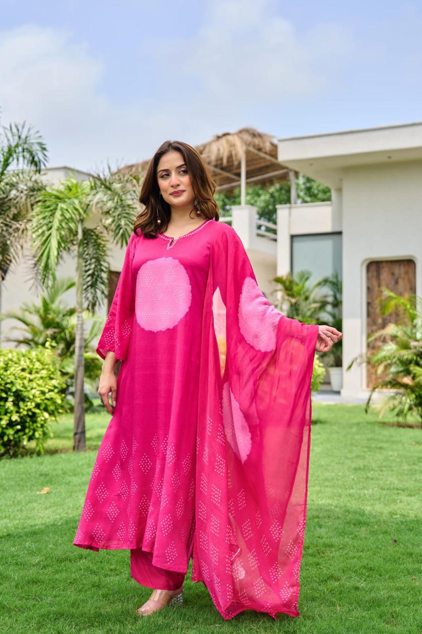 Super smart Mul silk designer suit set in pink