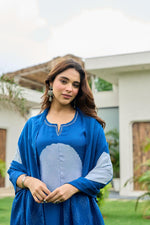 Super smart Mul silk designer suit set in blue