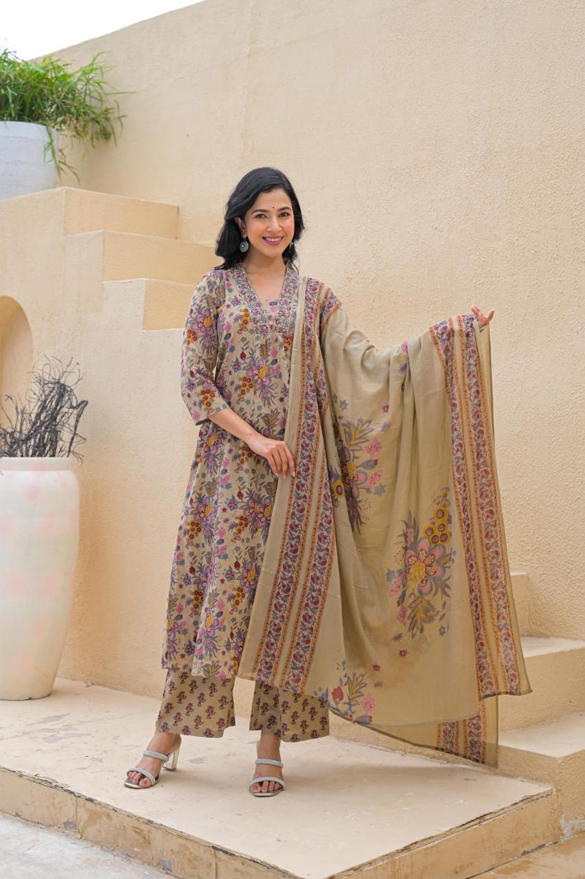 Pure cotton A line suit set