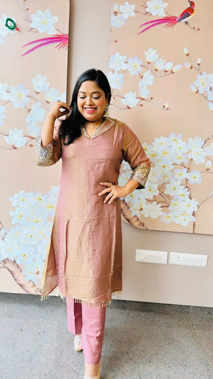 Pretty party wear shimmer tissue co ord set