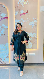 Jacket pattern fully embroidered cotton kurta pant