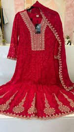 Premium embroidered cotton must have Anarkali suit set in pink