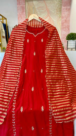Russian silk gotta detailing suit with tissue dupatta