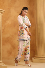 Smart pure crepe co ord set with lace detailing