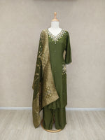 Gorgeous dola silk fully embellished suit set (extra margin available)