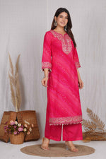 Pure cotton premium hand work n detailing suit set in pink
