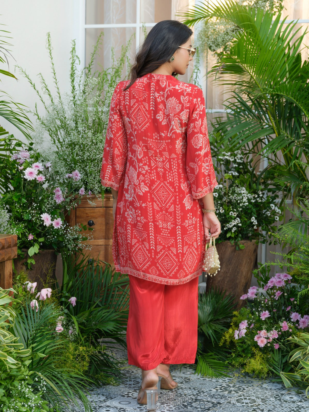 Pure crepe bandhani co ord set