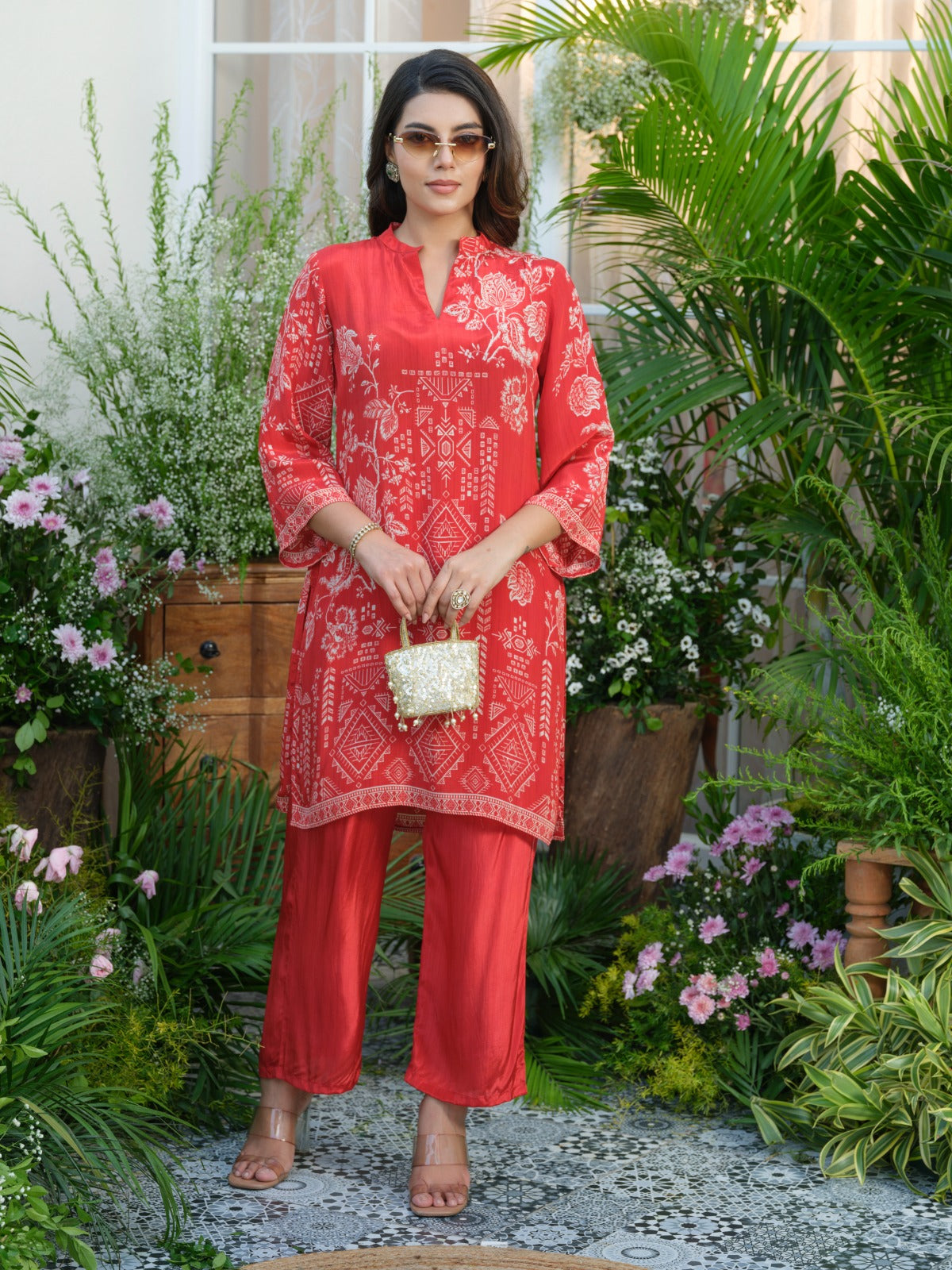 Pure crepe bandhani co ord set