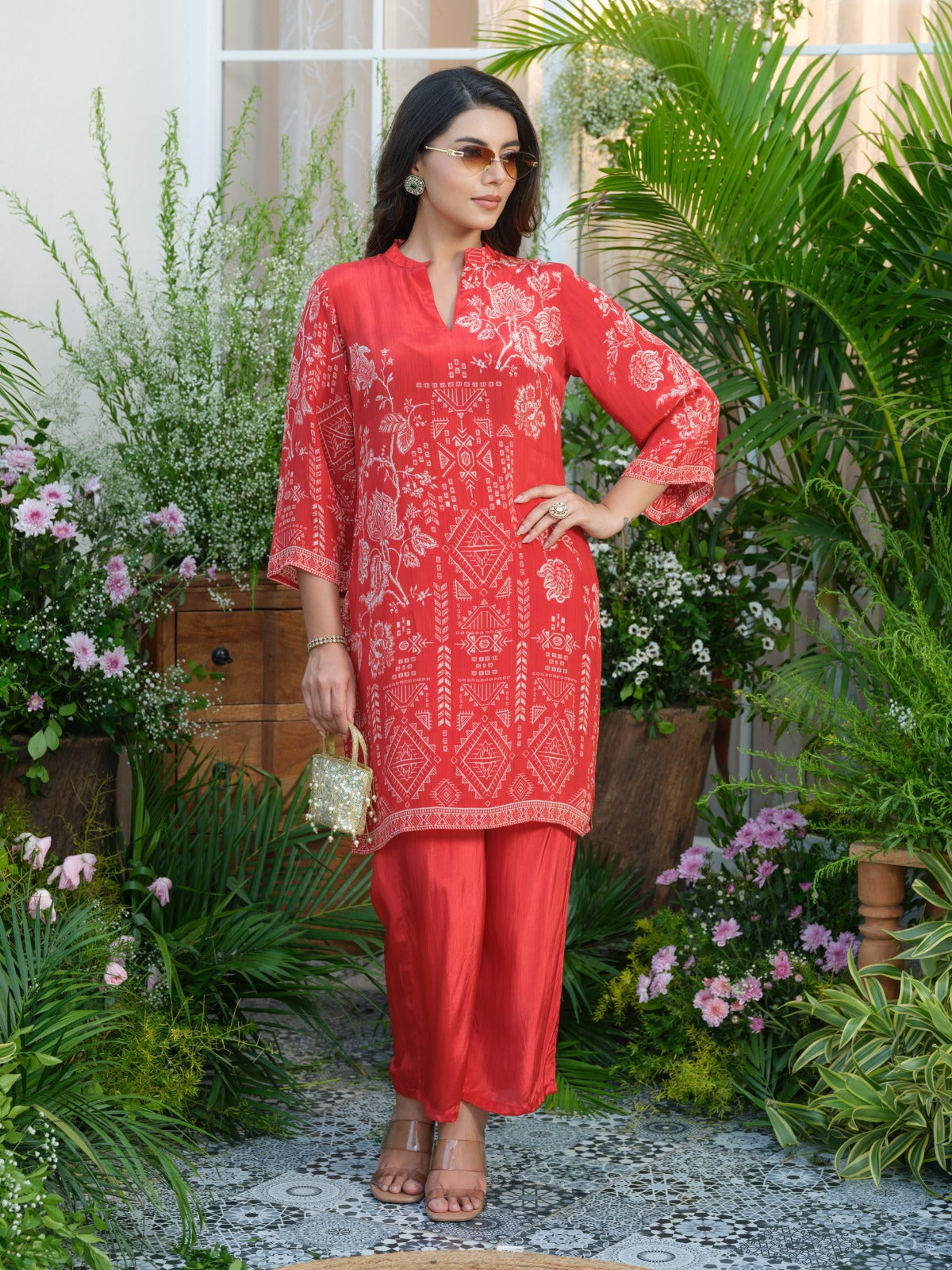 Pure crepe bandhani co ord set