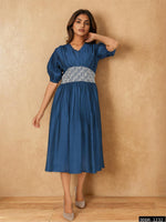 Wow mul silk one piece dress in blue