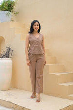 Designer cotton co ord in brown