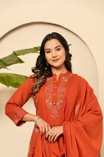 Orange jamdani pure cotton suit set