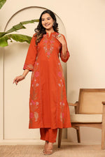 Orange jamdani pure cotton suit set
