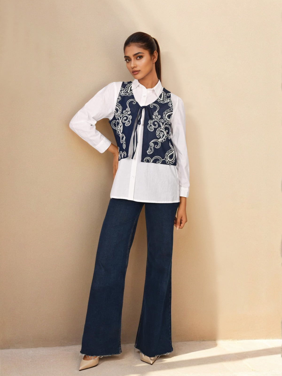 Premium cotton shirt with designer jacket