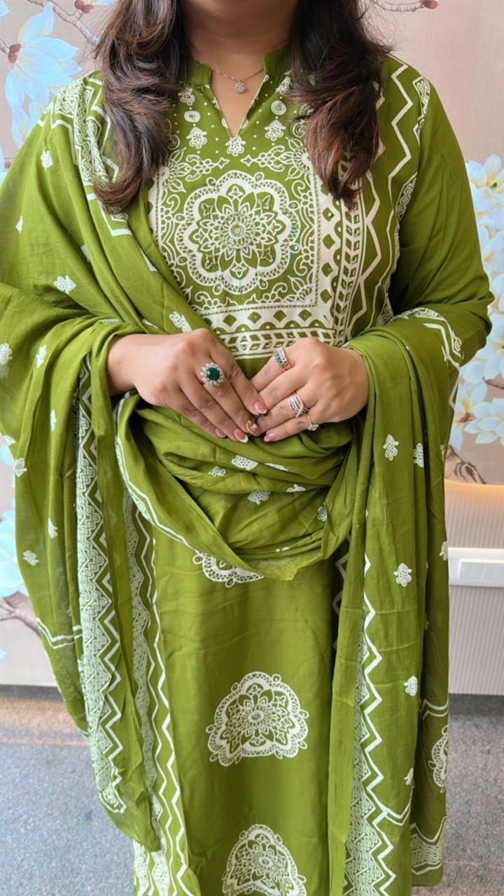 Heavy rayon green full suit