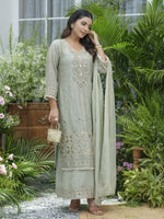 Cut work shimmer tissue full suit in green