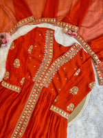 Pure chinon hand work suit set in orange