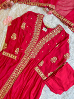 Pure chinon hand work suit set in pink