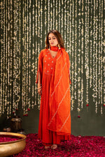 Pure chinon hand work suit set with organza dupatta