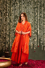 Pure chinon hand work suit set with organza dupatta