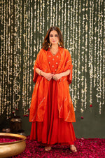 Pure chinon hand work suit set with organza dupatta
