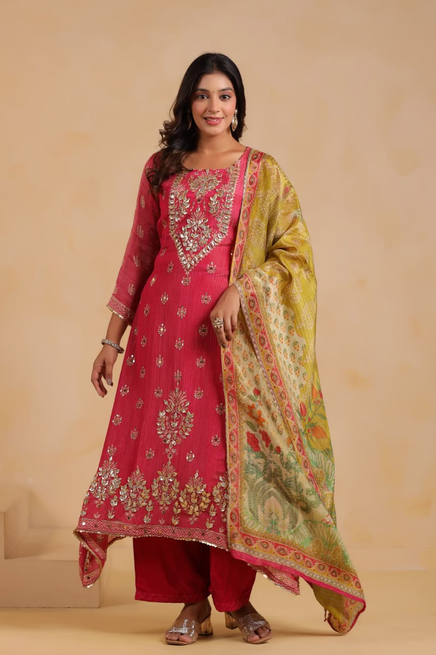 Crushed shimmer gotta work suit set in pink