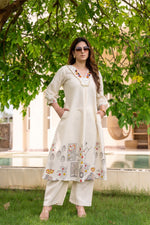 Pretty cotton V neck kurta pant