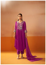 Pretty chinon embroidery suit set