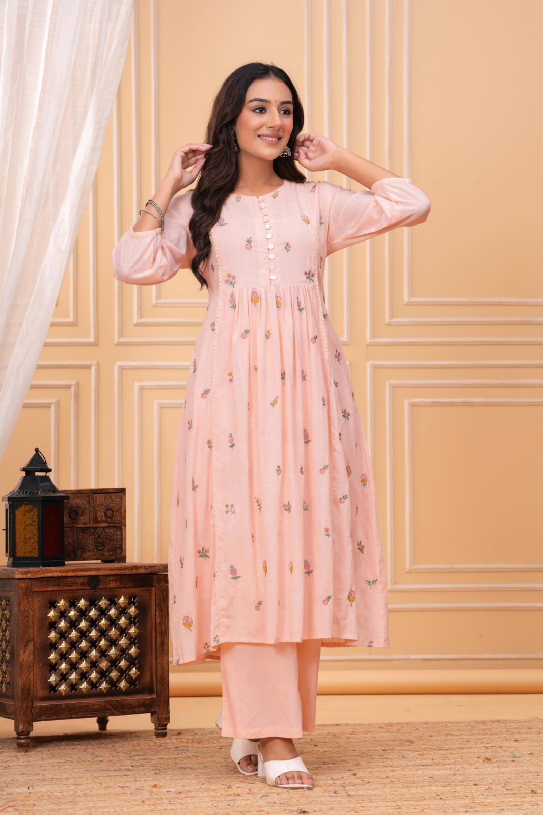 Premium cotton embroidered pocket kurta pant