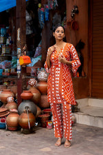 Heavy rayon smart co ord in orange