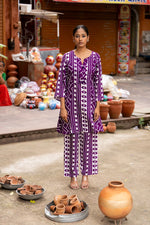 Heavy rayon smart co ord in purple