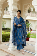 Pretty cotton palazzo suit in blue