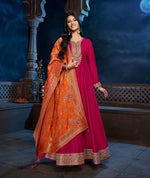 Dola silk Anarkali paired with Banarasi dupatta