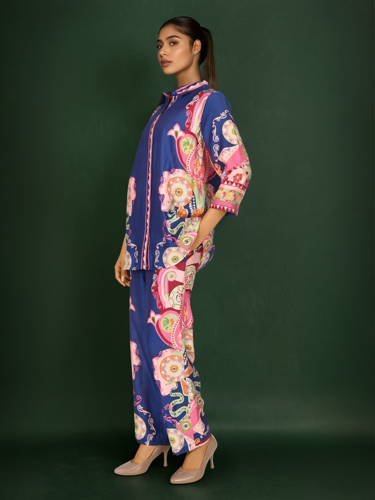 Pretty viscose Chanderi silk co ord set