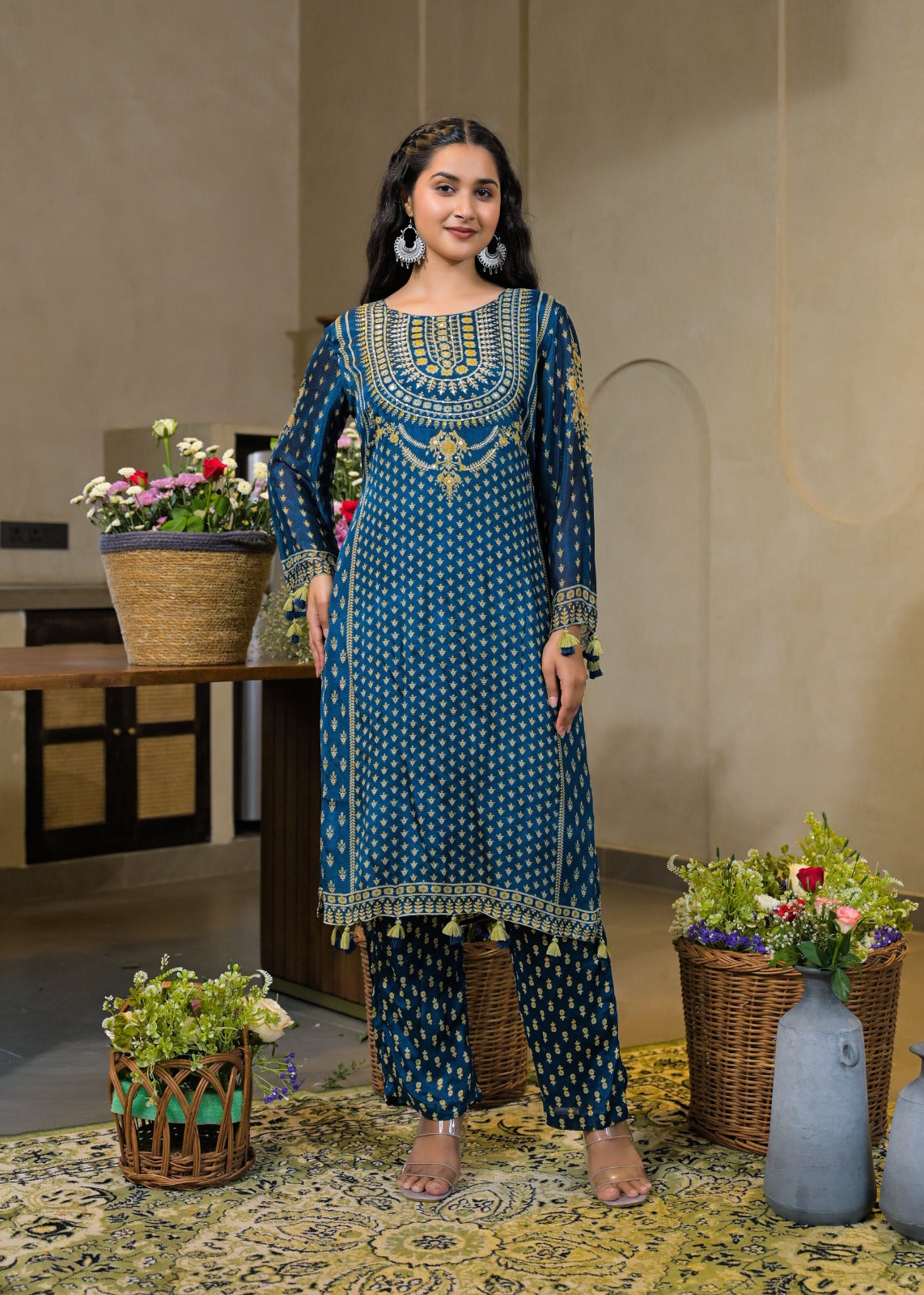 Pure chinon pretty lining suit set