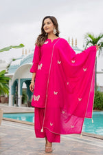 Wow Mul Chanderi embroidered farshi salwar suit set