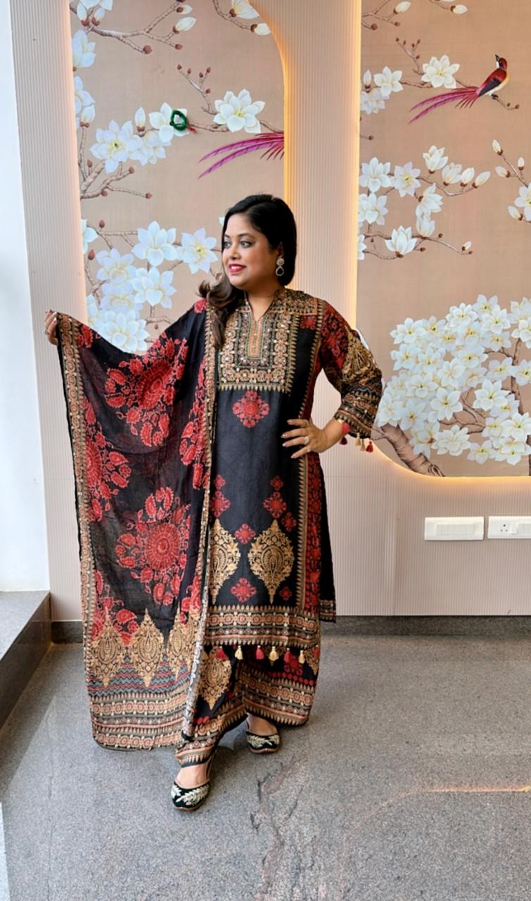 Wow designer Russian silk suit set