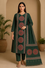 Pure cotton suit set in green