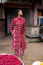 Heavy rayon kurta pant in red