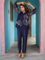 Festive embroidered Chanderi viscose silk designer sleeves co ord