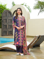 Pure Crepe silk lining digitally printed suit set in purple
