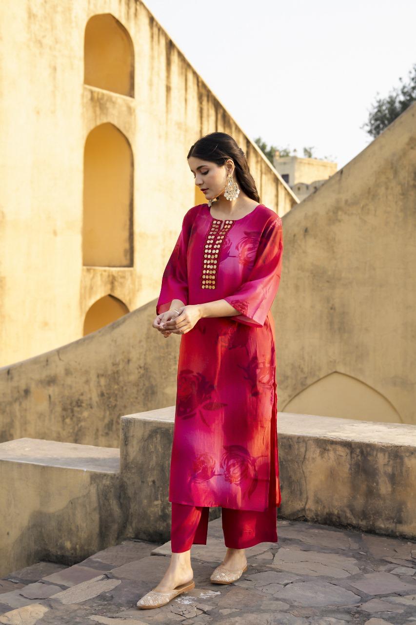 Soft Mul Silk ombré effect kurta pant