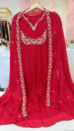 Pure chinon handwork suit set with Zari detailing