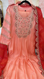 Pretty dola silk Anarkali paired with crepe dupatta