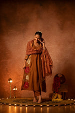 Pretty appliqué work Mul Chanderi suit set