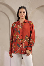 Pure Mul silk Kalamkari shirt in red