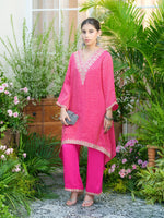 Pretty tissue pink kurta pant