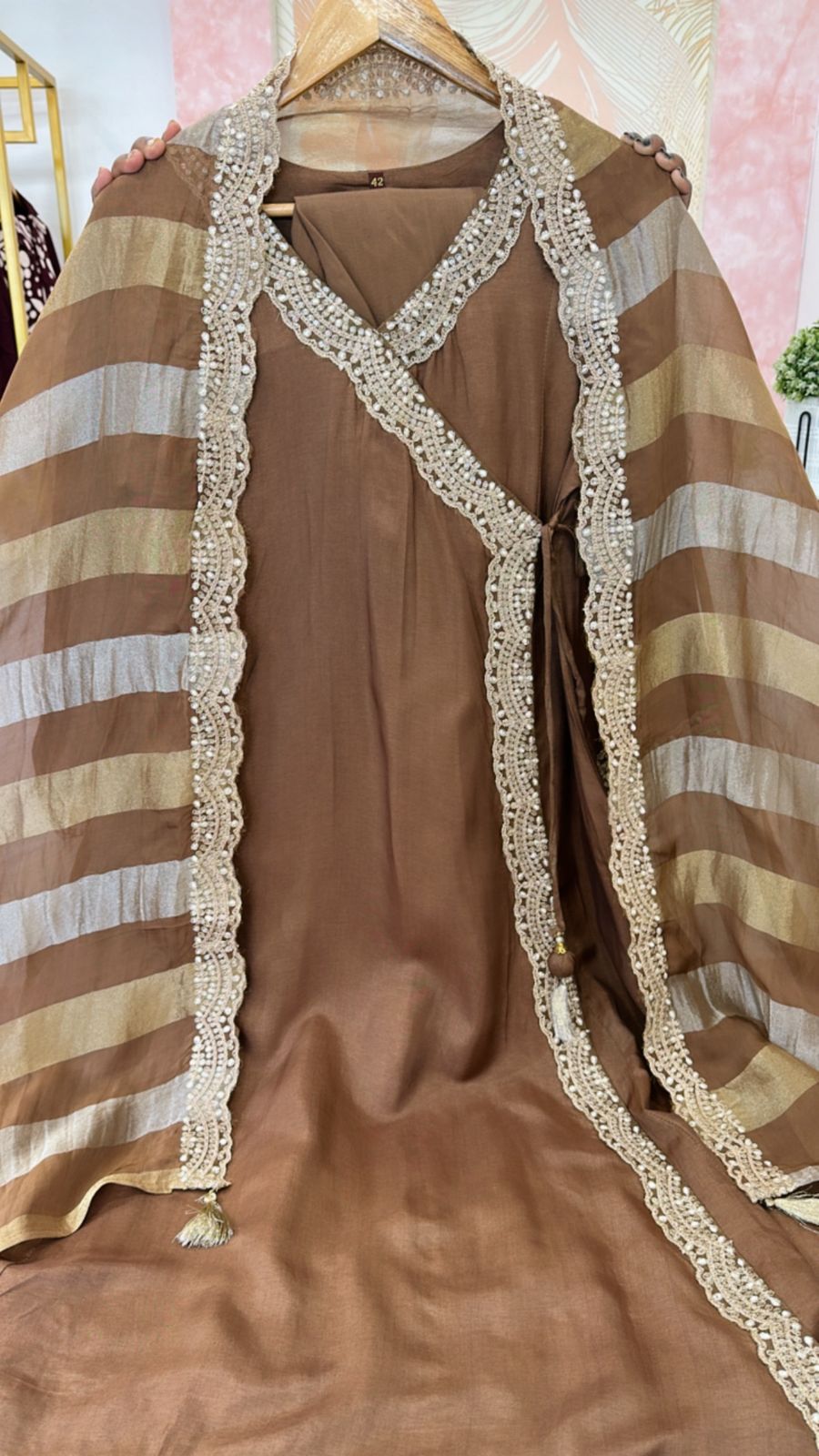 Pretty dola silk hand work suit set