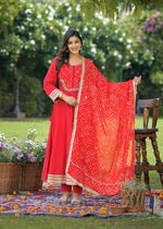Pure cotton lining Anarkali suit set paired with georgette dupatta