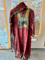 Pure crepe pichwai full suit set in wine